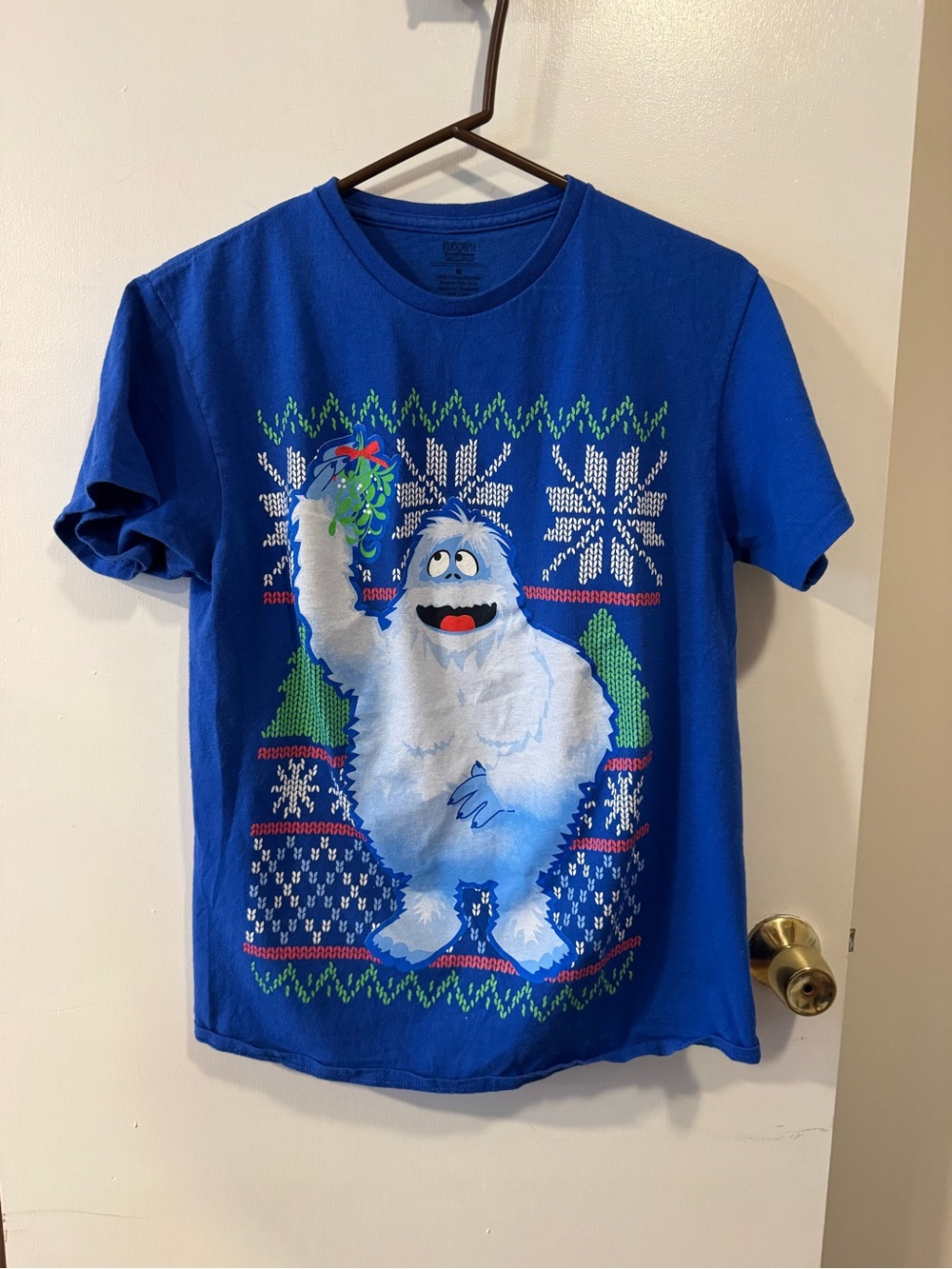 Rudolph Bumble Abominable Snowman Christmas Ugly Sweater Shirt Blue Size Medium